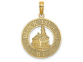 FJC Finejewelers 14k Yellow Gold Block Island Ri On Round Frame with North Lighthouse Center Charm