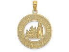 FJC Finejewelers 14k Yellow Gold Block Island Ri On Round Frame with Southeast Lighthouse Center Charm