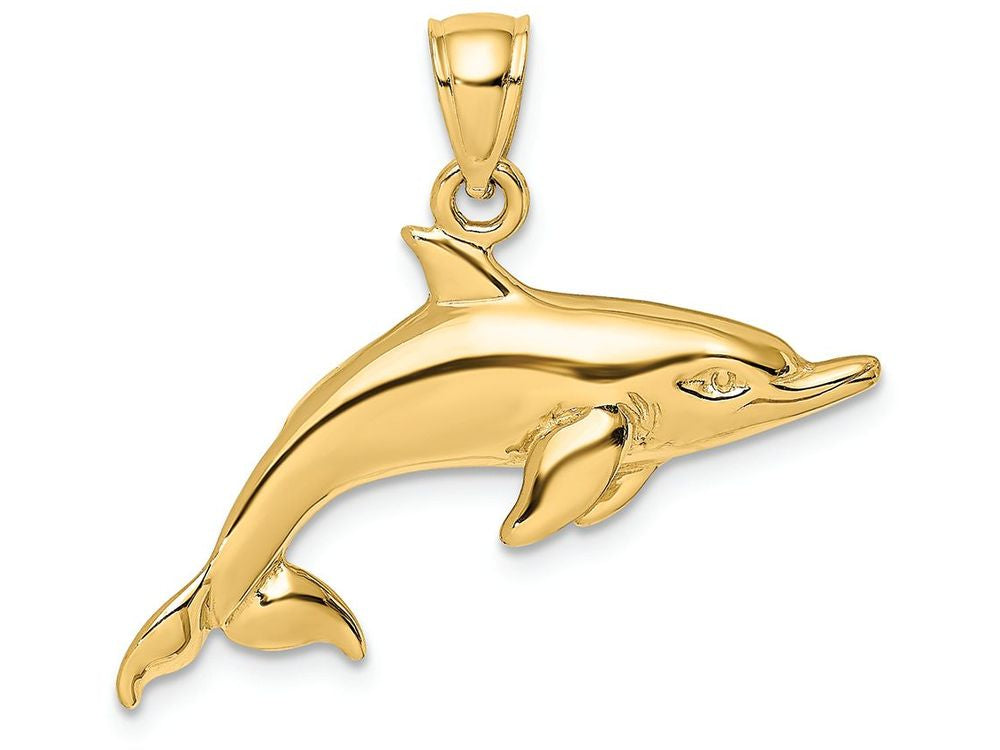 FJC Finejewelers 14k Yellow Gold Swimming Dolphin Polish Charm