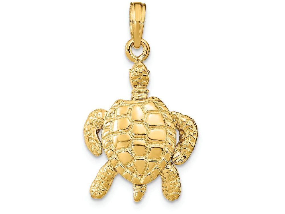 FJC Finejewelers 14k Yellow Gold 3d Sea Turtle with Moveable Head Legs Charm