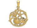 FJC Finejewelers 14k Yellow Gold Shell Cluster In Circle Charm