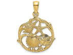 FJC Finejewelers 14k Yellow Gold Shell Cluster In Circle Charm