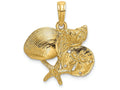 FJC Finejewelers 14k Yellow Gold Four Shell Cluster with Sand Dollar Charm