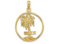 FJC Finejewelers 14k Yellow Gold Marco Island On Palm Tree In Round Frame Charm