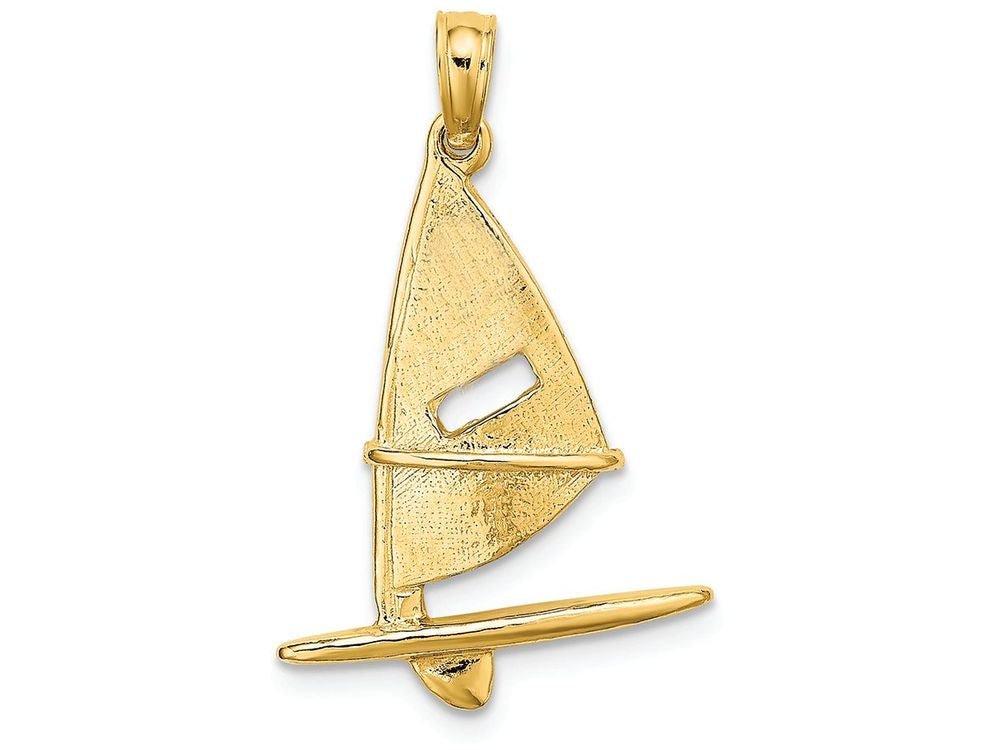 FJC Finejewelers 14k Yellow Gold 3d Windsail Surfing Board Polish Text Charm