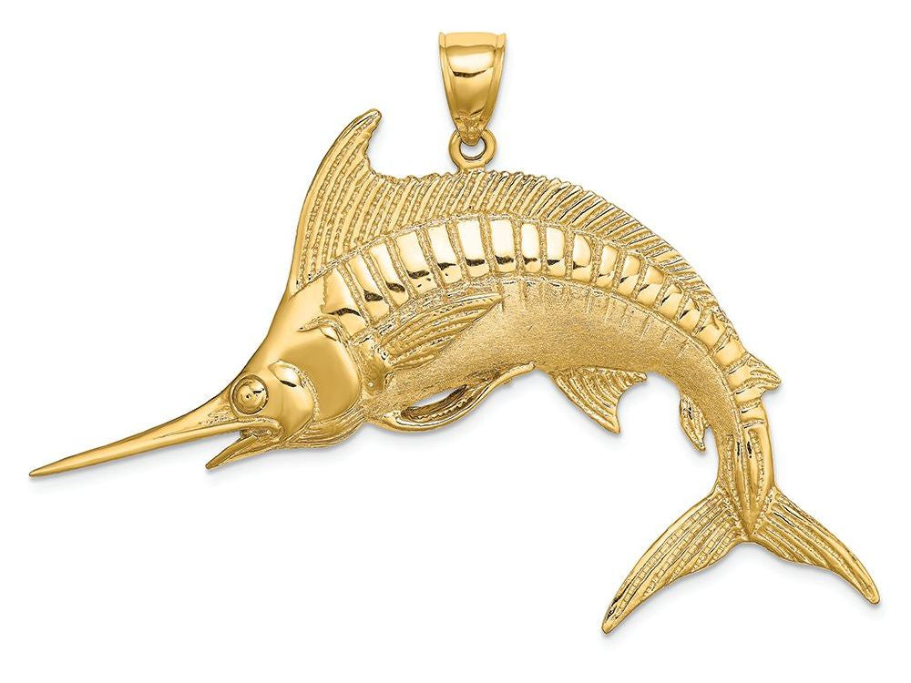 FJC Finejewelers 14k Yellow Gold Blue Marlin Polish Satin Charm