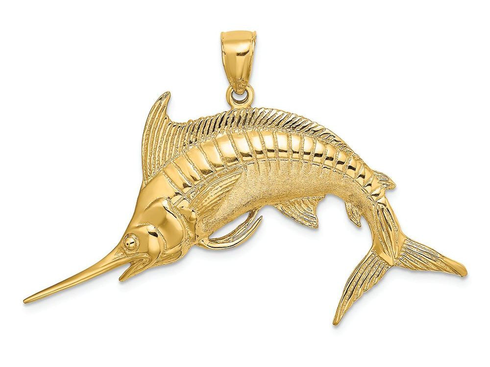 FJC Finejewelers 14k Yellow Gold Blue Marlin Polish Satin Charm