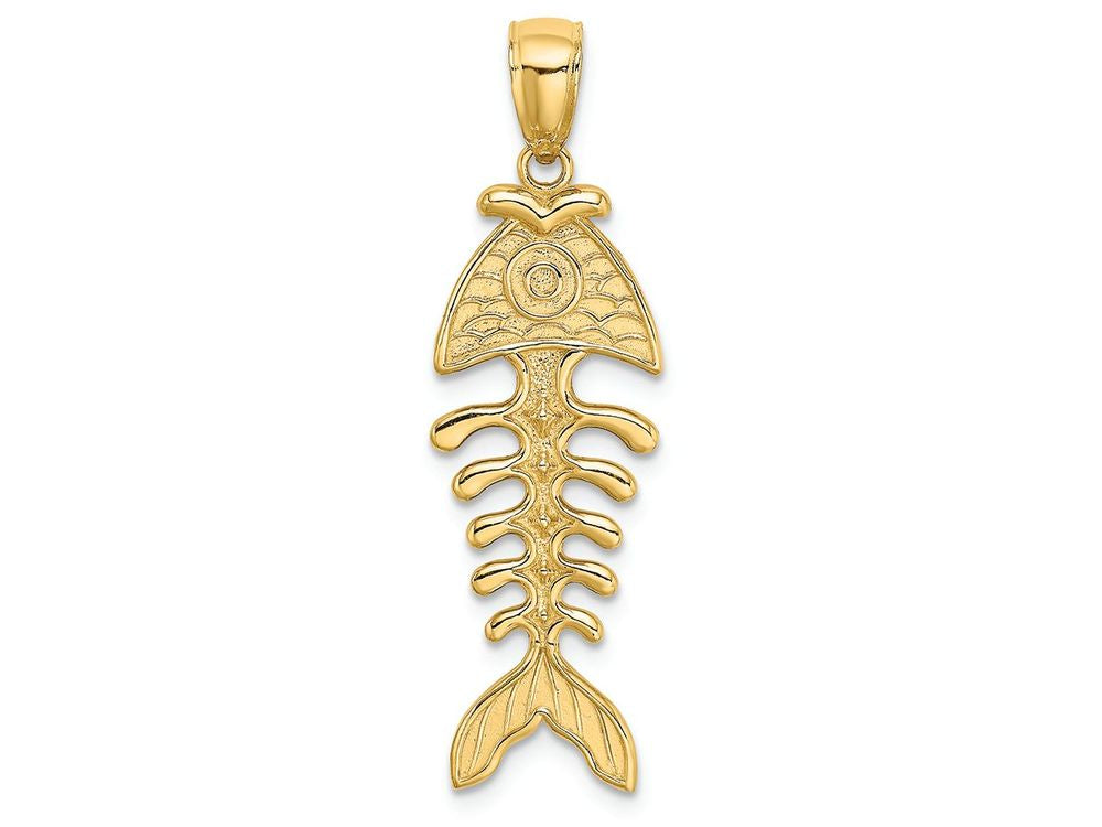 FJC Finejewelers 14k Yellow Gold 3d Fishbone Charmtextured