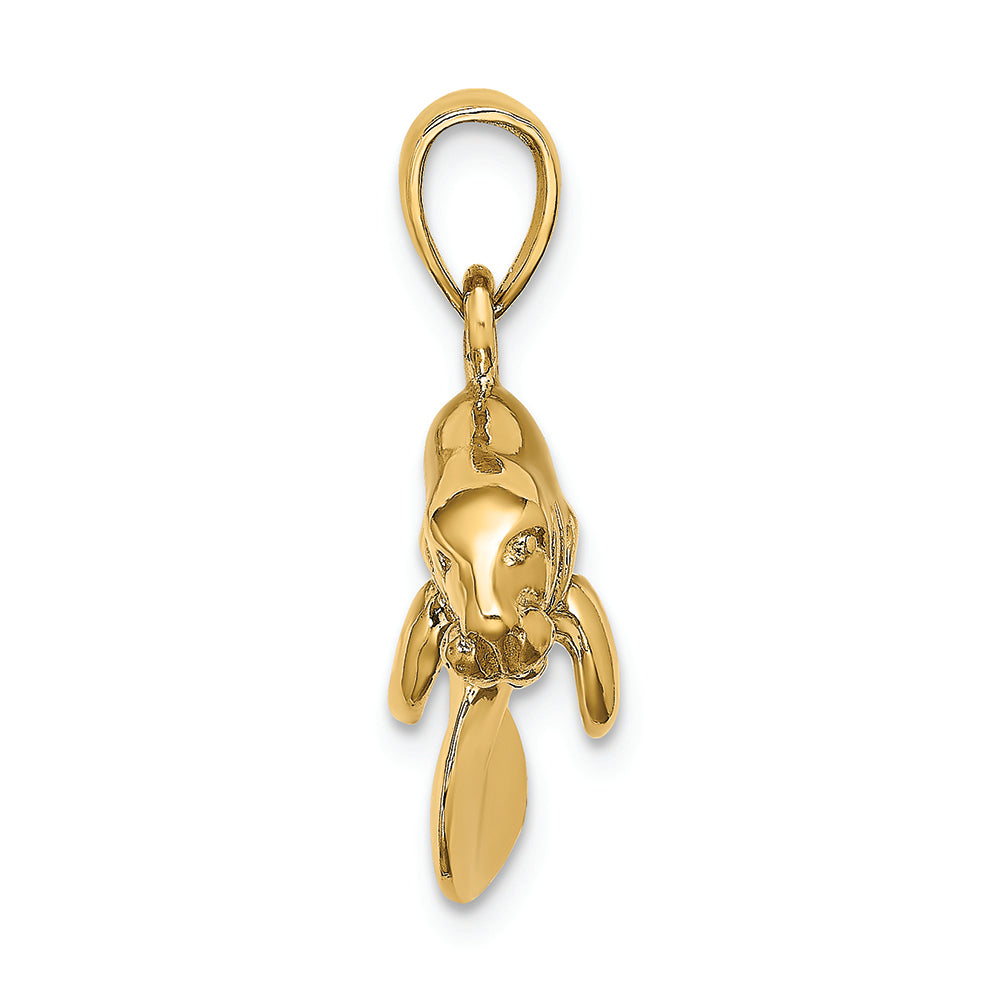 FJC Finejewelers 14k Yellow Gold 3d Manatee Swimming Charm