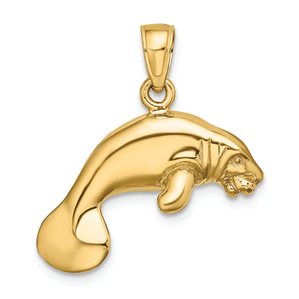 FJC Finejewelers 14k Yellow Gold 3d Manatee Swimming Charm