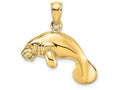 FJC Finejewelers 14k Yellow Gold 3d Manatee Swimming Charm