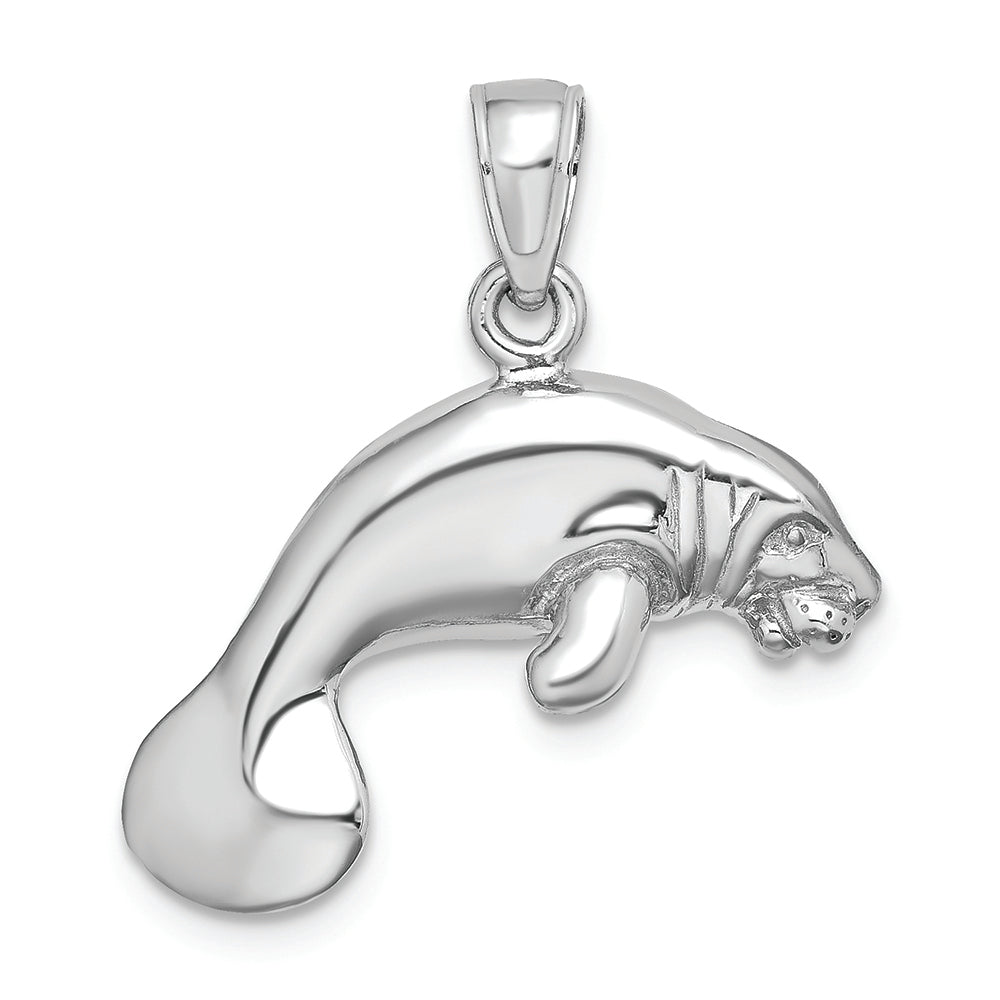 FJC Finejewelers 14k White Gold 3d Manatee Swimming Charm