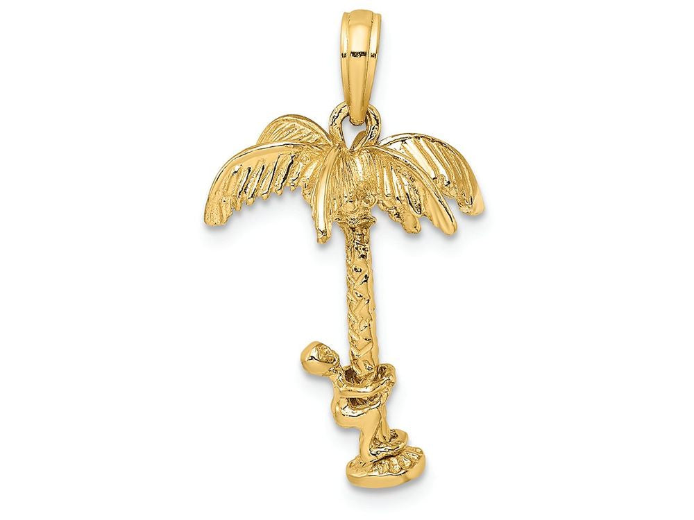 FJC Finejewelers 14k Yellow Gold 3d Palm Tree with Moveable Man Charm