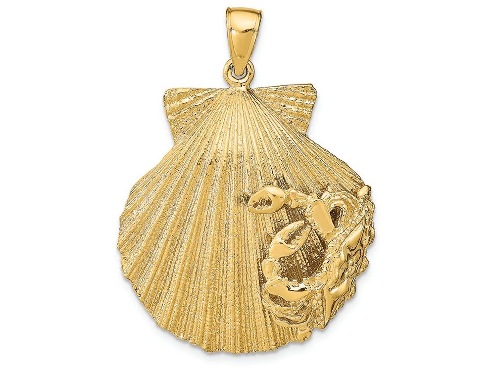 FJC Finejewelers 14k Yellow Gold Scallop Shell with Crab Accent Charm