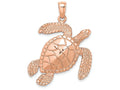 FJC Finejewelers 14k Rose Gold Large Swimming Sea Turtle Polish Charm