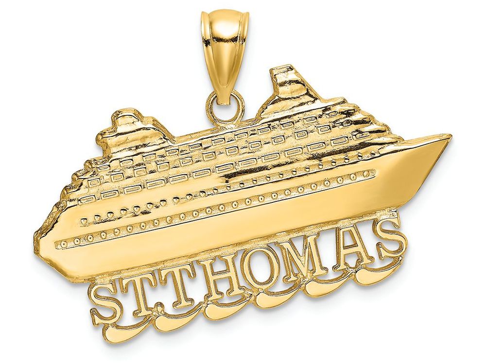 FJC Finejewelers 14k Yellow Gold St. Thomas Cruise Ship Wwithaves Polish Charm