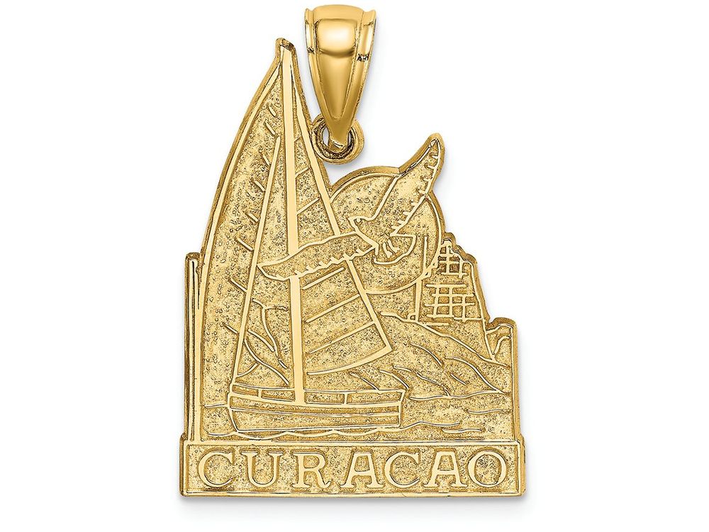 FJC Finejewelers 14k Yellow Gold Curacao with Sailboat Seagull Scene Charm