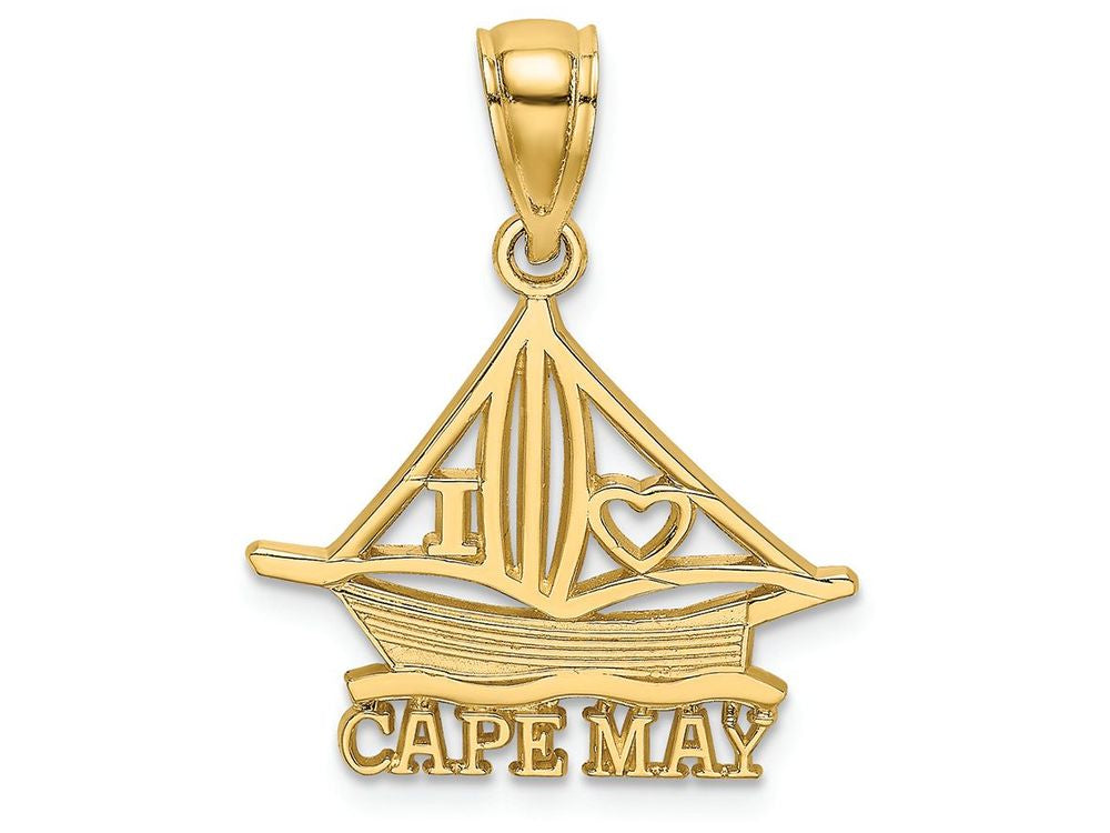 FJC Finejewelers 14k Yellow Gold I "heart" Cape May with Boat Charm