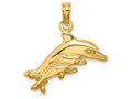 FJC Finejewelers 14k Yellow Gold Dolphin with 2 Baby Dolphins Charm