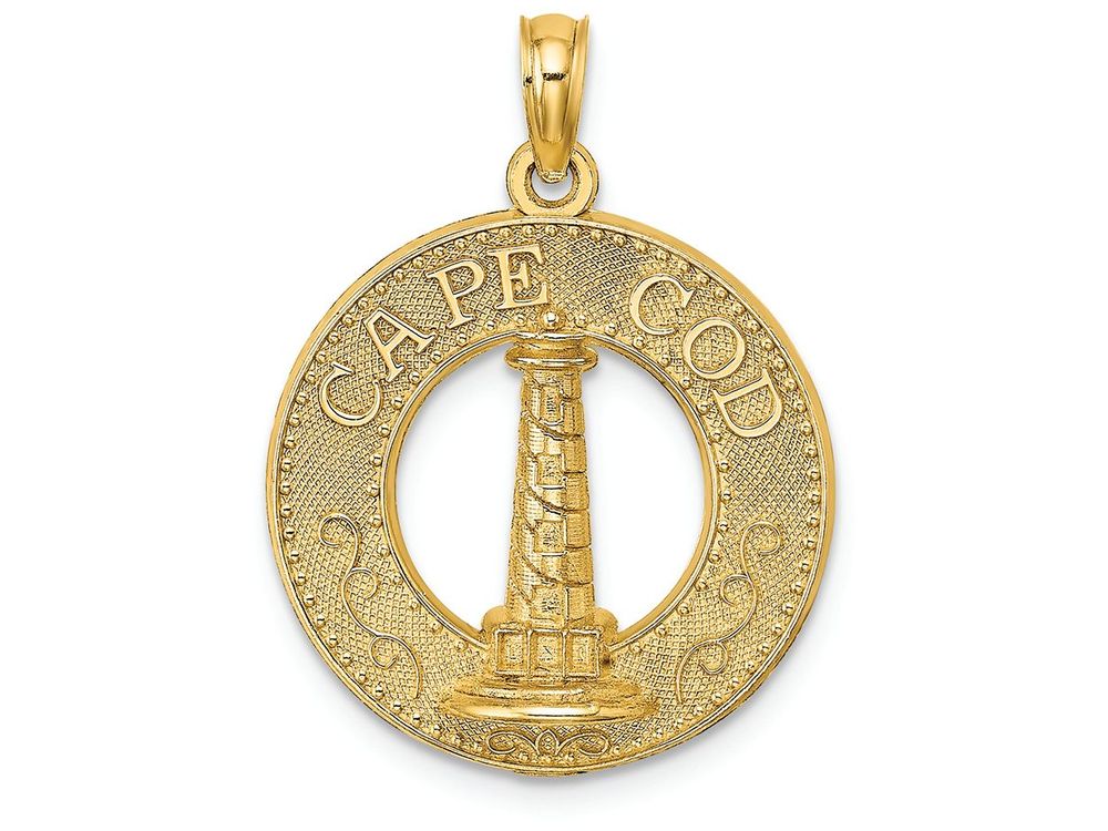 FJC Finejewelers 14k Yellow Gold Cape Cod Round Frame with Lighthouse Center Charm