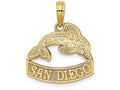 FJC Finejewelers 14k Yellow Gold San Diego Bannder Under Swiming Dolphin Charm