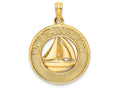 FJC Finejewelers 14k Yellow Gold Ocean City On Round Frame with Sailboat Center Charm
