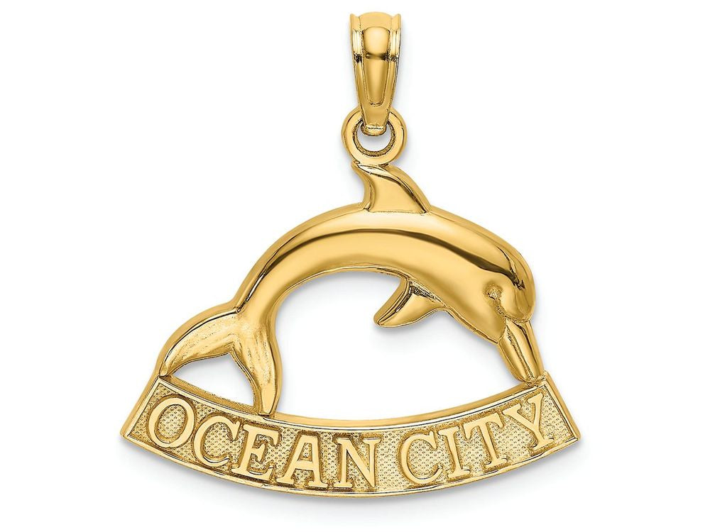 FJC Finejewelers 14k Yellow Gold Ocean City Under Dolphin Charm