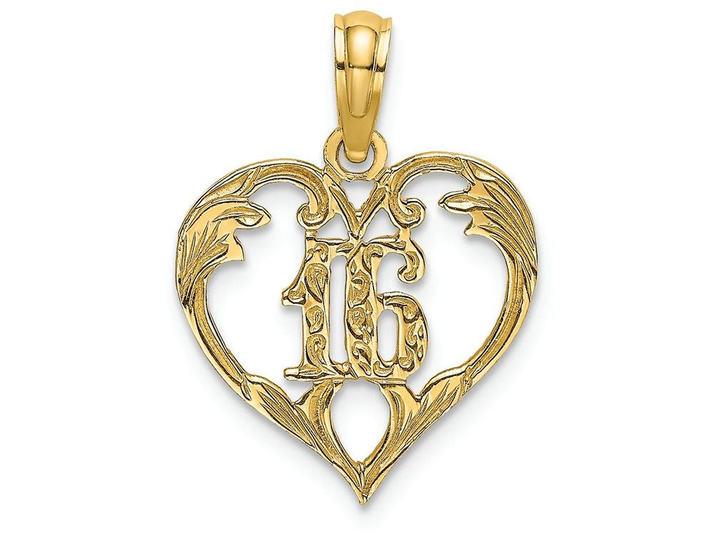 FJC Finejewelers 14k Yellow Gold 16" Inside Heartcut-ou Charm