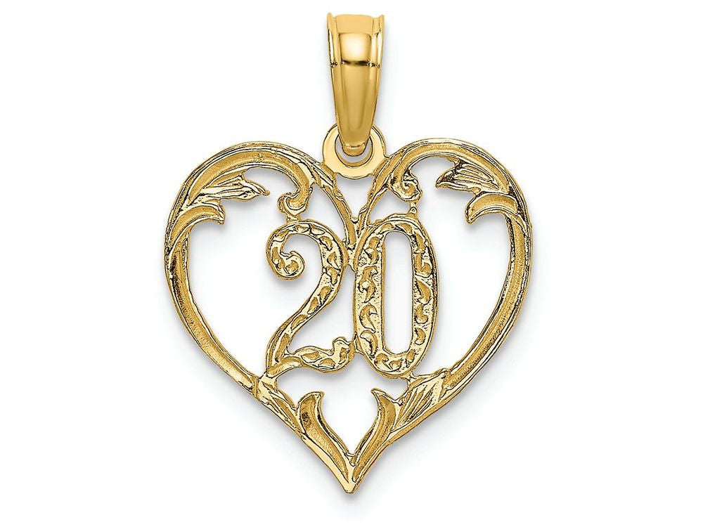 FJC Finejewelers 14k Yellow Gold 20" Inside Heartcut-ou Charm