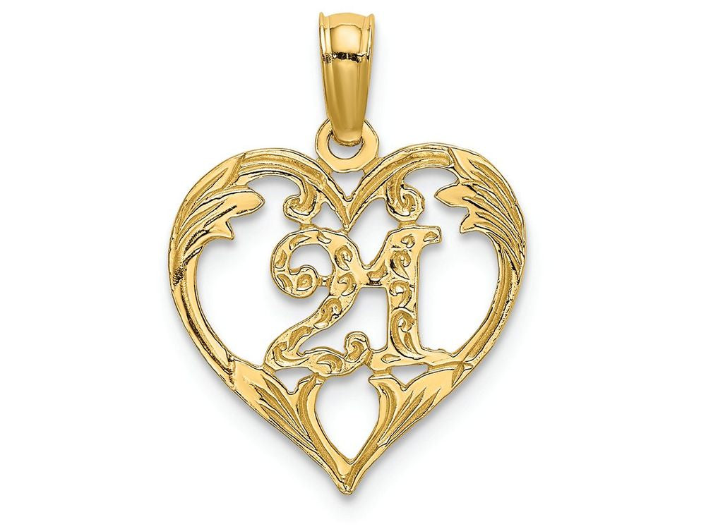 FJC Finejewelers 14k Yellow Gold 21" Inside Heartcut-ou Charm