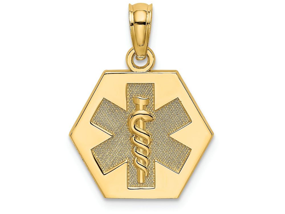 FJC Finejewelers 14k Yellow Gold Caduceus Medical Disc Engraveable Charm