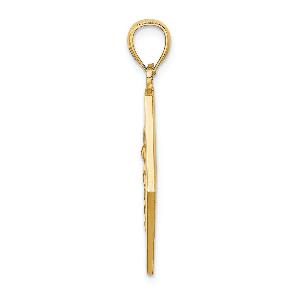 FJC Finejewelers 14k Yellow Gold Caduceus Medical Disc Textured Back Charm