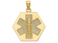 FJC Finejewelers 14k Yellow Gold Caduceus Medical Disc Textured Back Charm