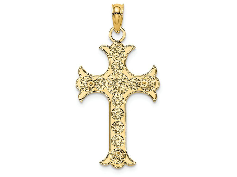 FJC Finejewelers 14k Yellow Gold Engraved Crossdouble Sided with Different Designs Charm