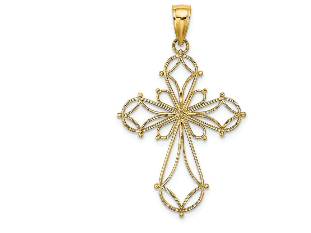 FJC Finejewelers 14k Yellow Gold Fancy Cross with Multi-shapes Charm