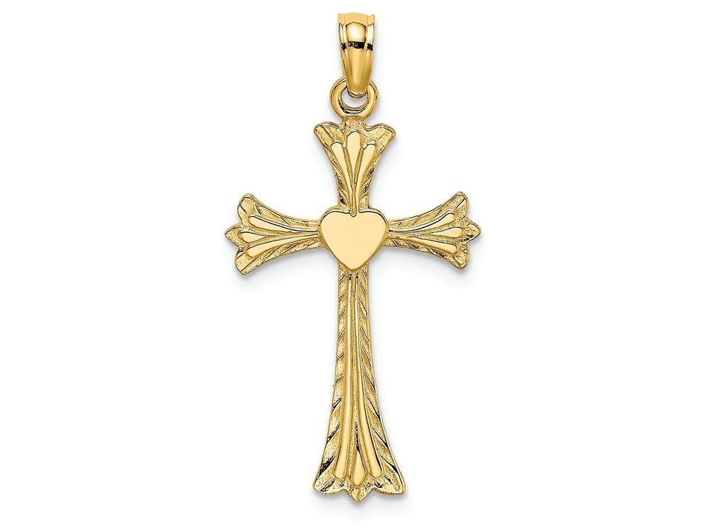 FJC Finejewelers 14k Yellow Gold Cross with Heartengraved Charm