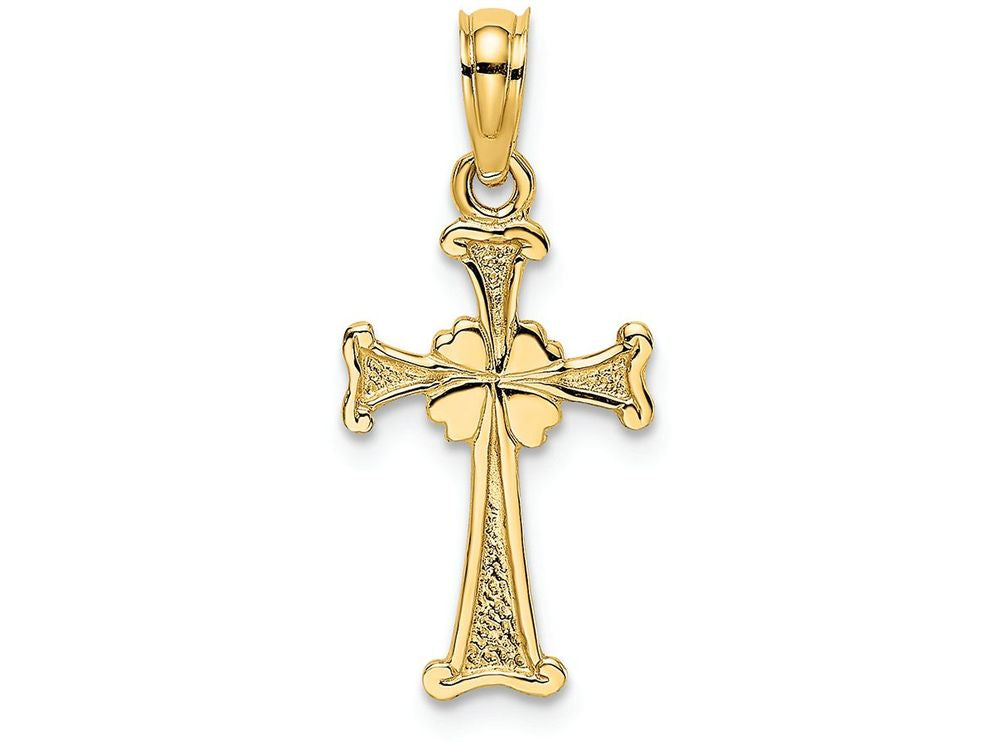 FJC Finejewelers 14k Yellow Gold Cross with 4-leaf Clover Charm