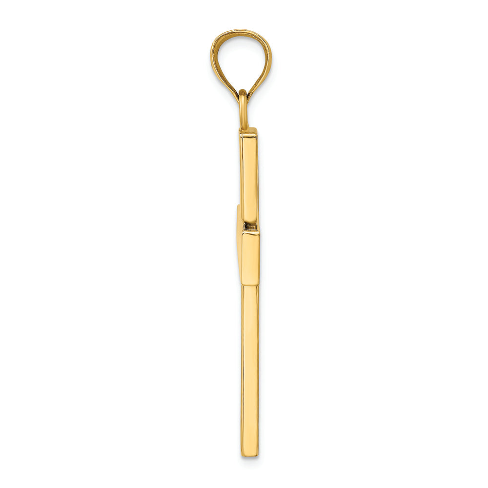 FJC Finejewelers 14k Yellow Gold Large Block Cross Polish Open Back Charm