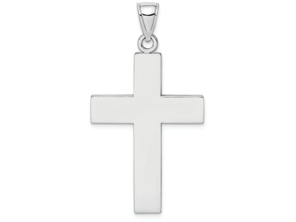 FJC Finejewelers 14k White Gold Large Block Cross Polish Open Back Charm