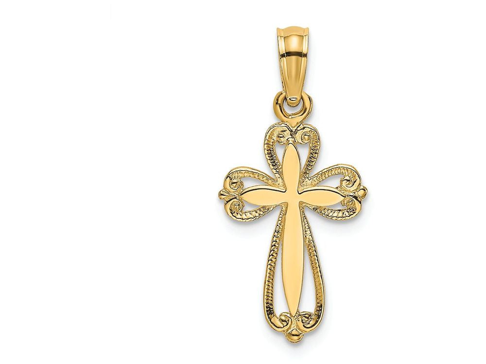 FJC Finejewelers 14k Yellow Gold Cross In Cross Engraved Charm