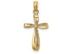 FJC Finejewelers 14k Yellow Gold 3d Twisted Crosshp Engraved Charm