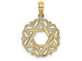 FJC Finejewelers 14k Yellow Gold Star Of David In Scalloped Circle - Jewish Charm