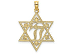FJC Finejewelers 14k Yellow Gold Star Of David with Chi Center - Jewish Charm