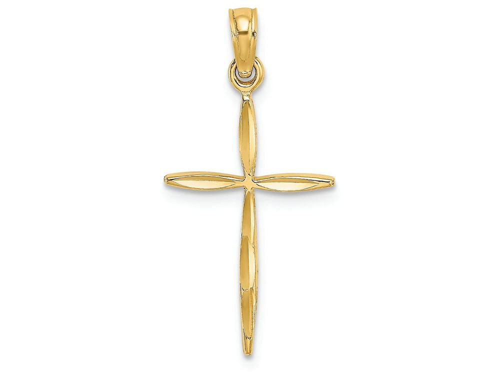FJC Finejewelers 14k Yellow Gold Bright Cut Stick Cross with Tapered Ends Charm