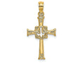 FJC Finejewelers 14k Yellow Gold Cross with Dove Polish Engraved Charm