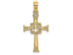 FJC Finejewelers 14k Yellow Gold Cross with Dove Polish Engraved Charm