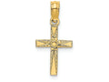 FJC Finejewelers 14k Yellow Gold Mini Cross with Flower Polish Engraved Charm