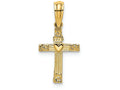 FJC Finejewelers 14k Yellow Gold Mini Cross with Heart Lines Charm