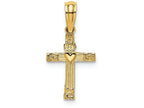 FJC Finejewelers 14k Yellow Gold Mini Cross with Heart Lines Charm