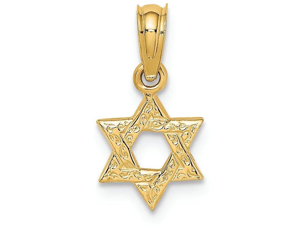FJC Finejewelers 14k Yellow Gold Mini Star Of David with Engraved Swirls - Jewish Charm